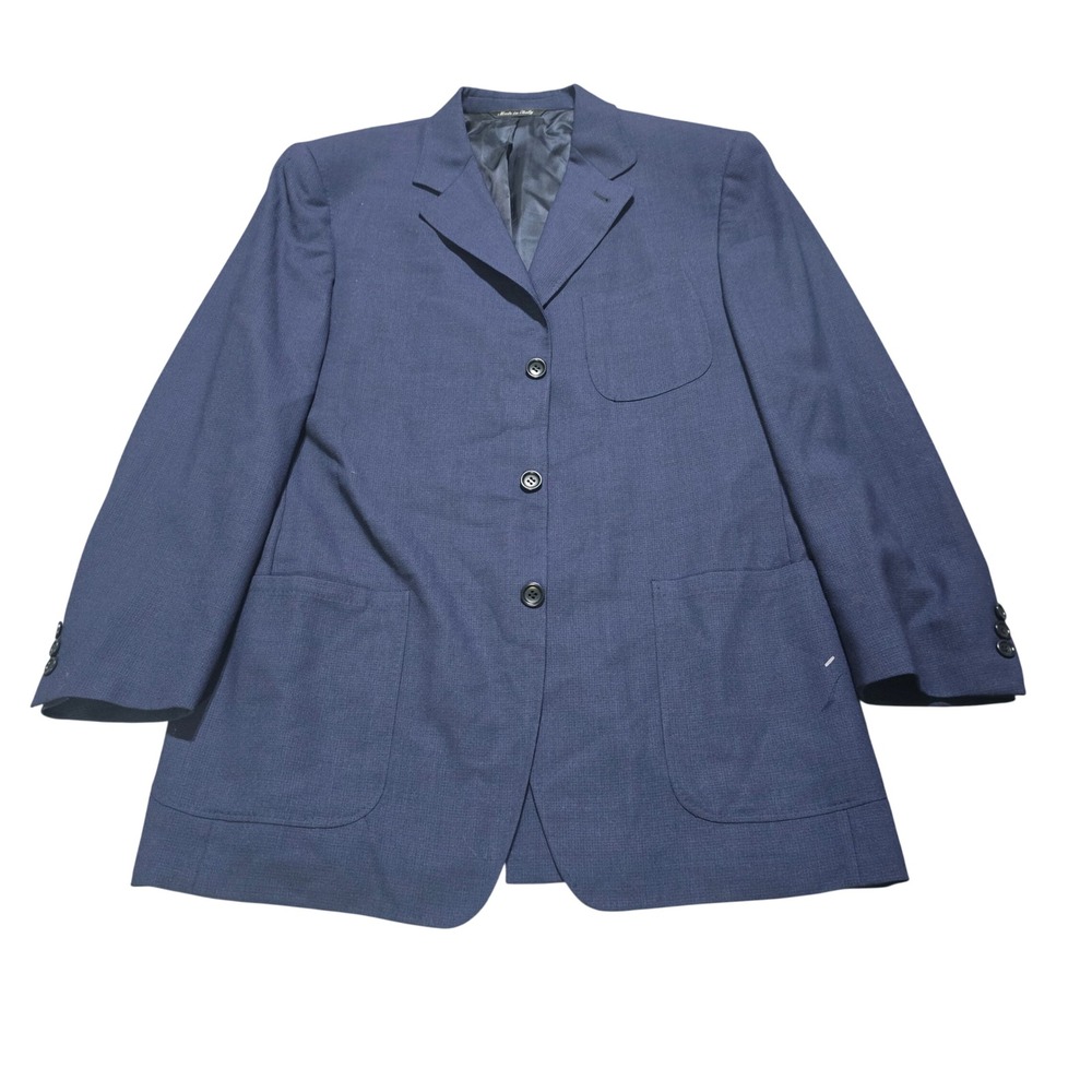 Canali Proposta Sport Coat Mens 52R 42R Blue Pure Wool 3 Button Blazer Italy